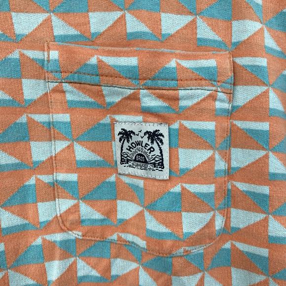 Howler Bros Geometric Orange Green Retro Short Sleeve Tee Men’s Medium Cotton - Picture 6 of 12